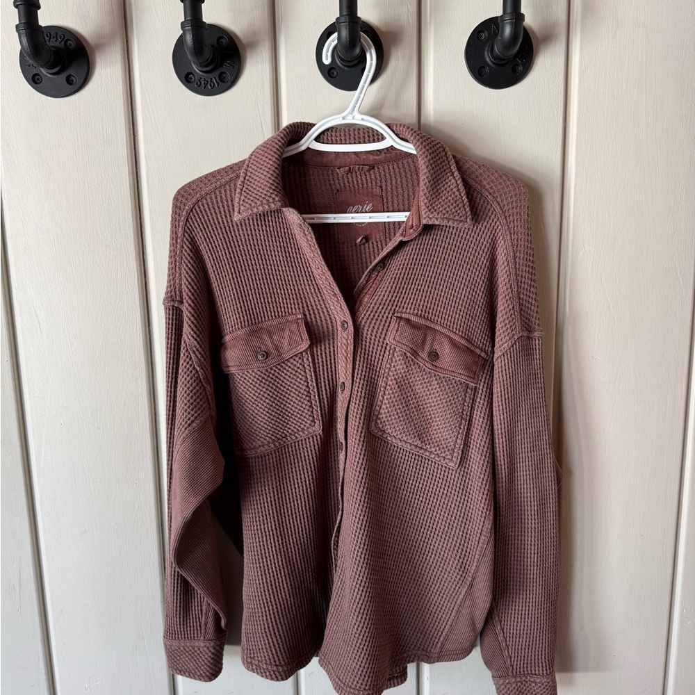 Aerie Brown Lumberjane Waffle Shirt